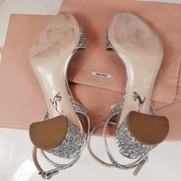 Miu miu glitter crystal block heel sandals - Picture 7 of 9